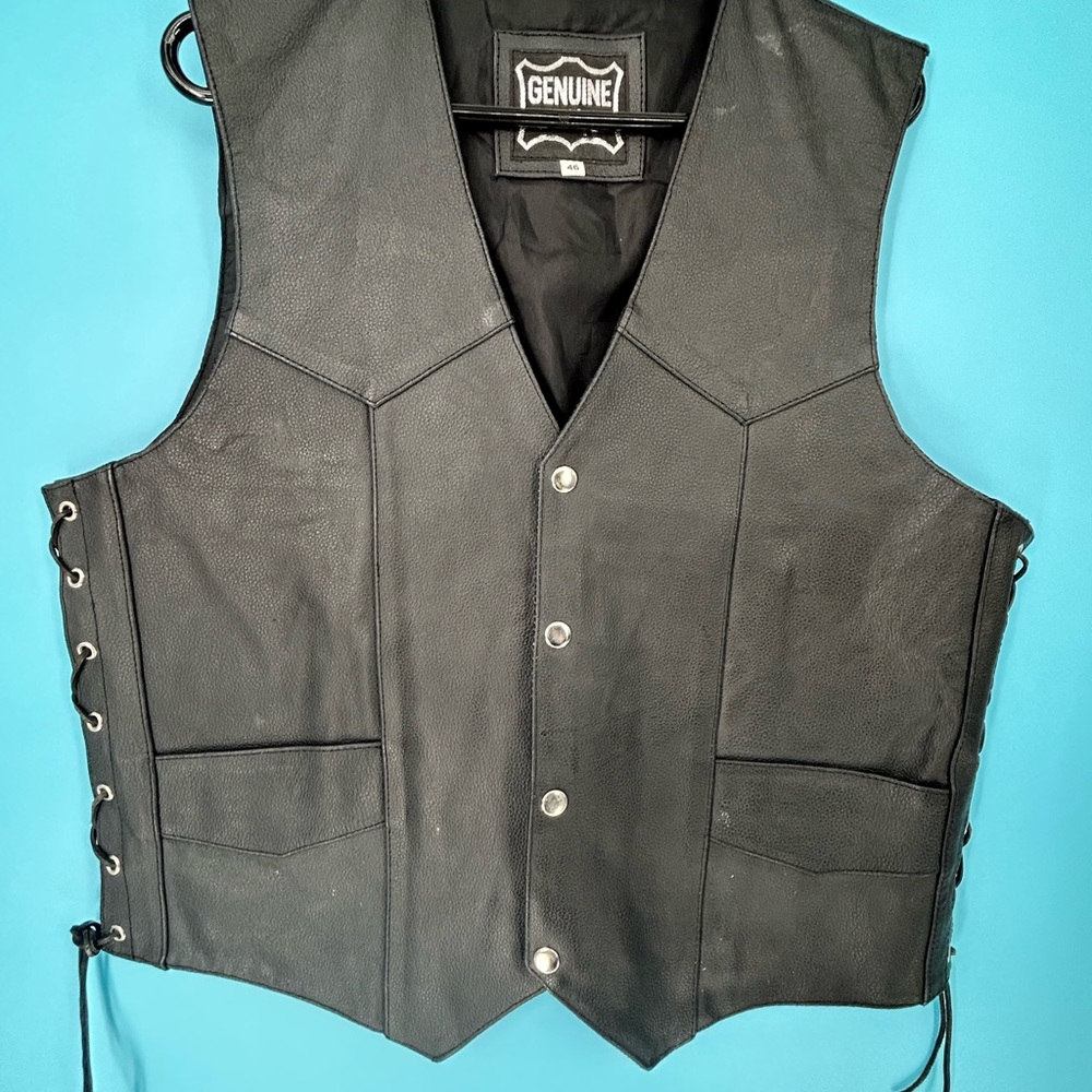 Black Leather Women's Vest sz 46